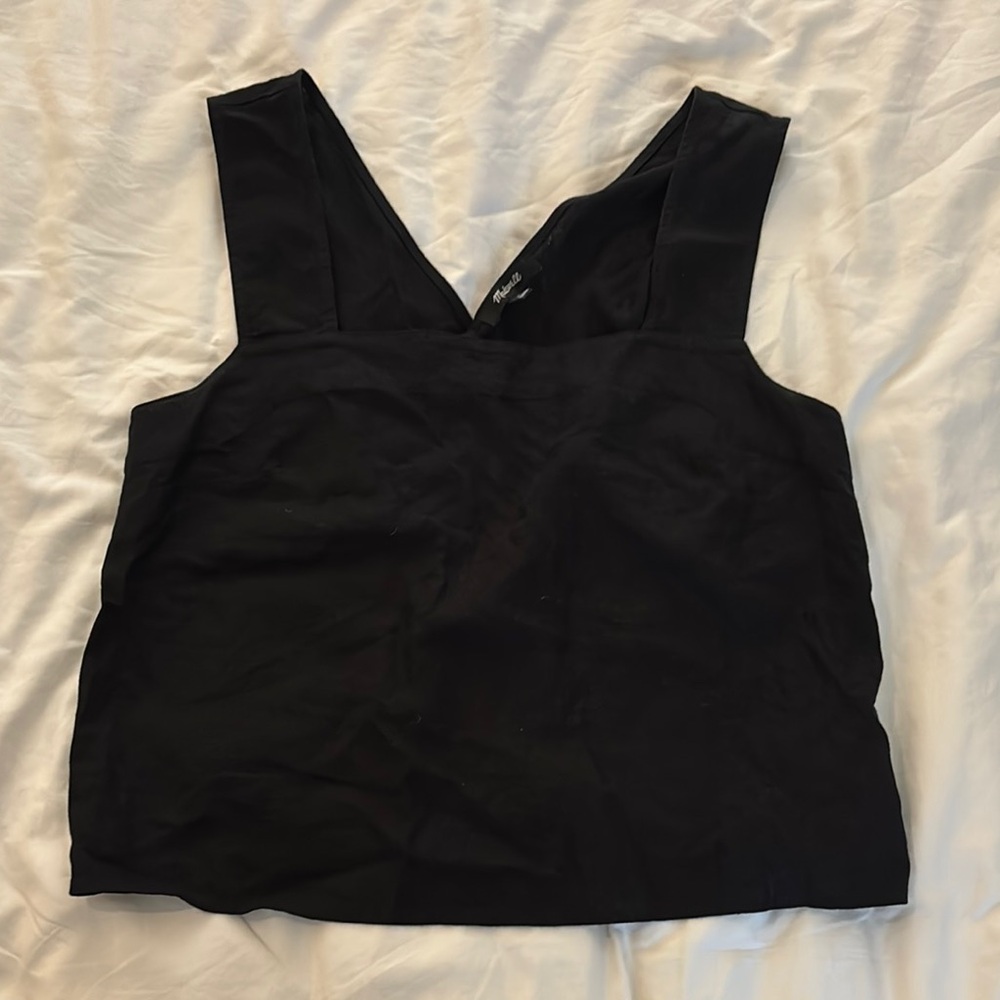 Madewell Black Sleeveless Tank Top Linen blend